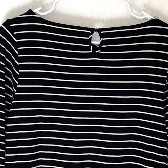 Talbots Wms Med Black White Striped Crossover Stretch Knit Pullover Top Casual - Picture 4 of 8